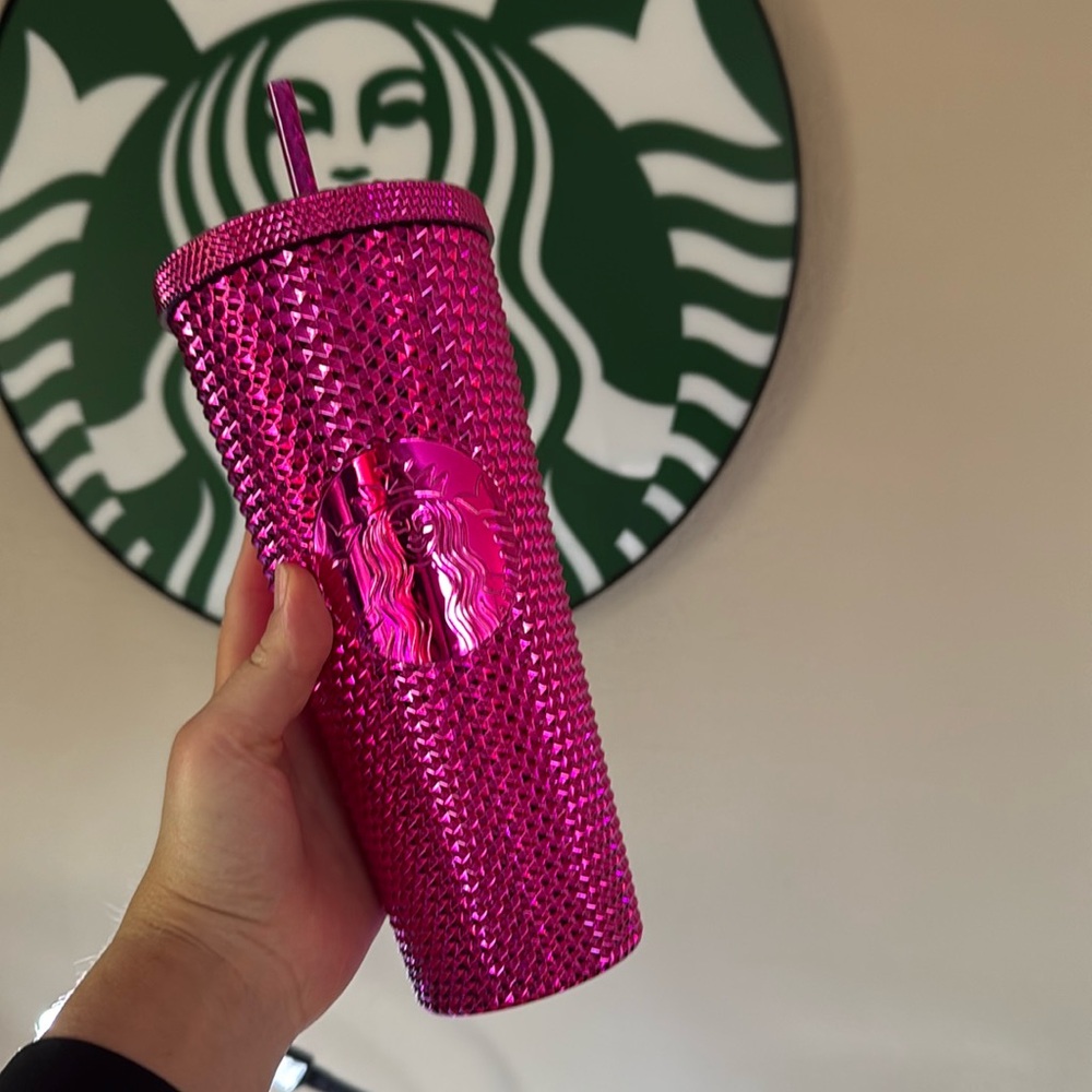 Starbucks Sangria Bling Studded Magenta Metallic Chrome Pink Tumbler